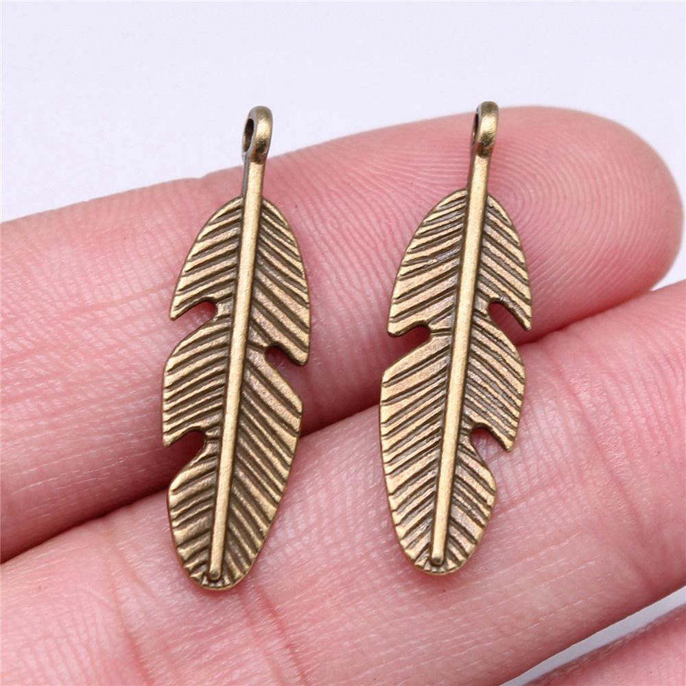 Feathers Leaf Nature Charm Antique Bronze Zinc Alloy Jewelry Making Supplies Bracelet Making Style Pendants
