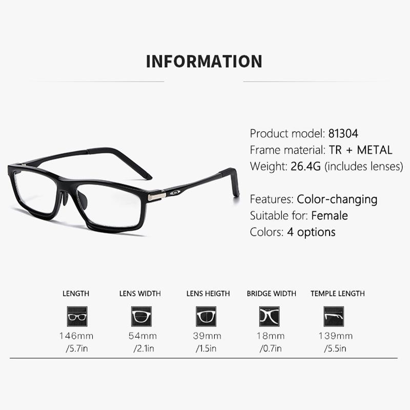 Sport style pochromic TR90 aluminum-magnesium model anti-blue light outdoor sports accessory 813-1