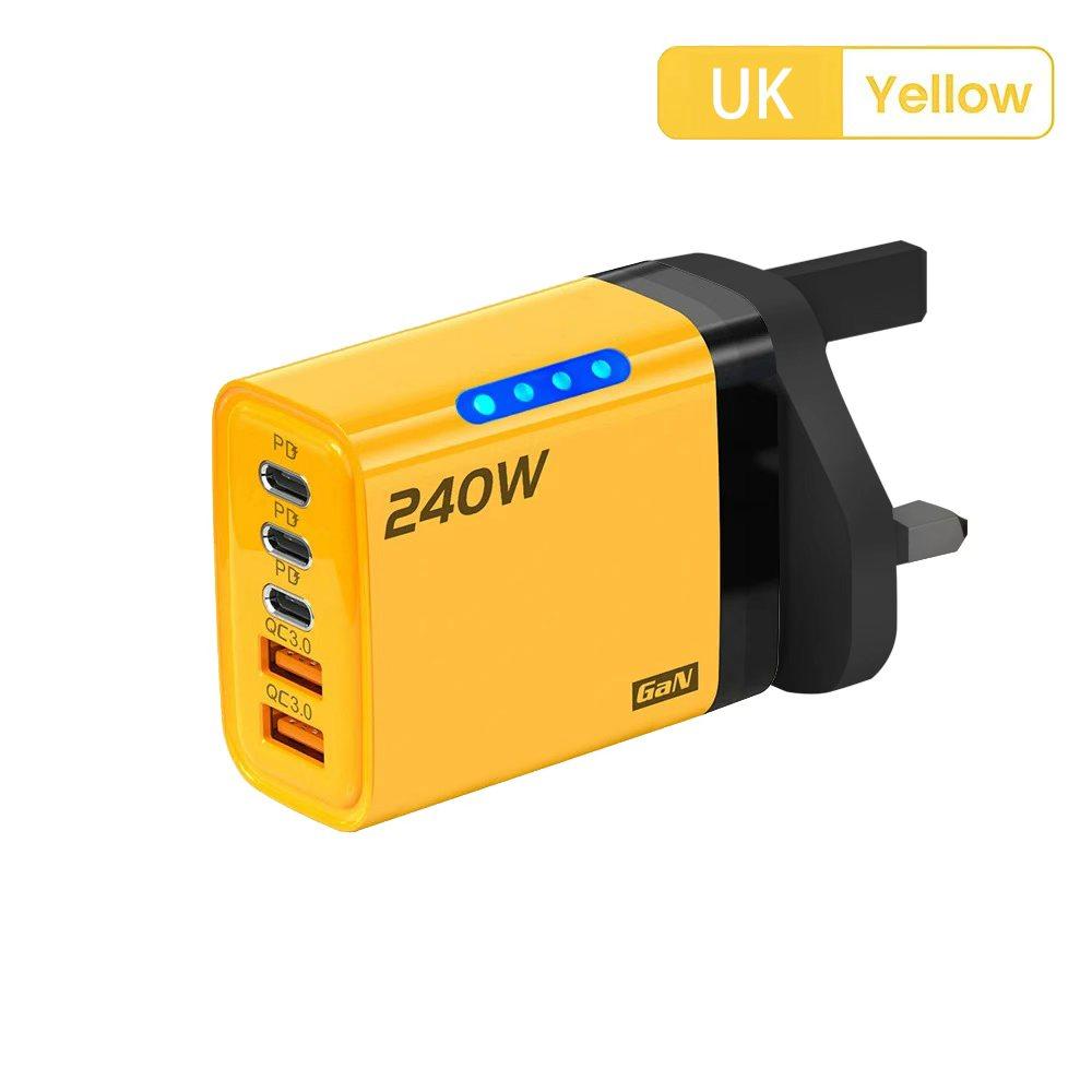 240W 5 Ports GaN Fast USB Charger Multi Port Wall Power Adapter Quick Charge Phone Charger EU US Plug For Samsung