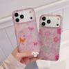 Pink Glitter Fragments Flower Butterfly for iPhone17Pro Max Apple 16 Mobile Phone Case 15 All-inclusive IMD