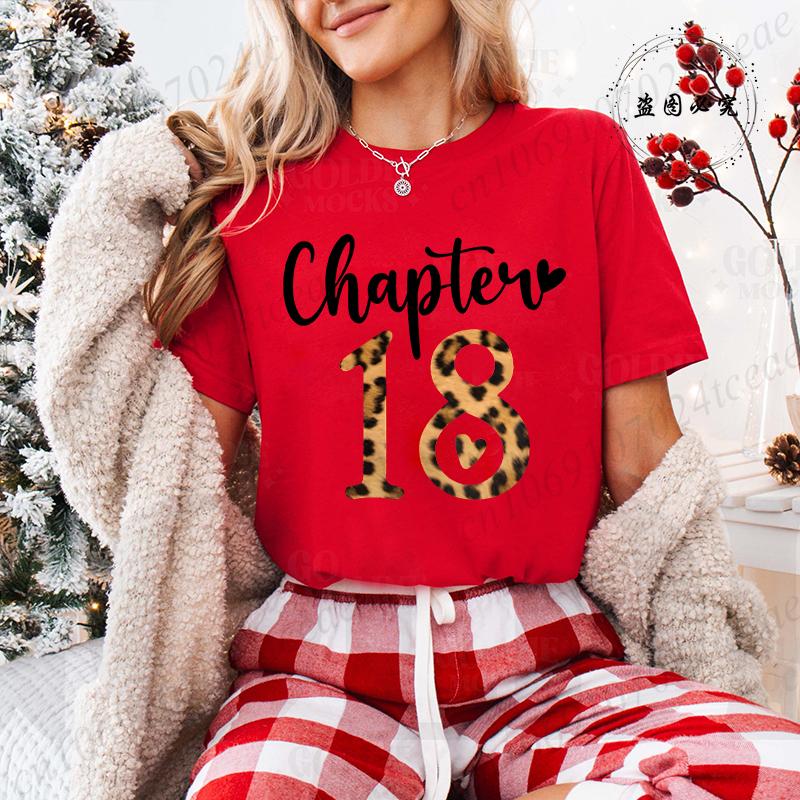 Unisex's Funny Short Sleeve Shirt It's My 18th Birthday Leopard Printed T-Shirts Round Neck Tee Shirt Birthday Party Girls Tops