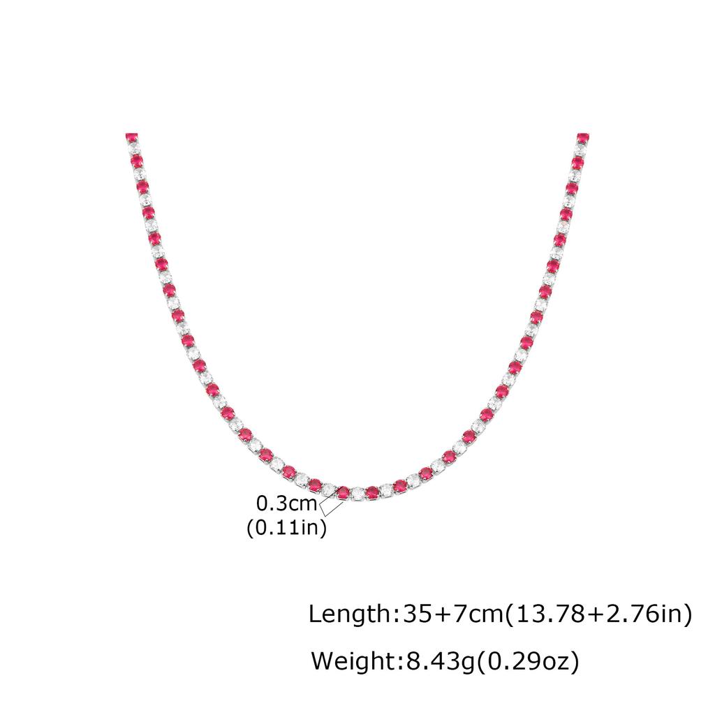 Shiny AAA+ 3mm Colorful Crystal Tennis Chain Necklace Bling Rainbow Cubic Zircon Choker for Women Party Fine Jewelry Gift