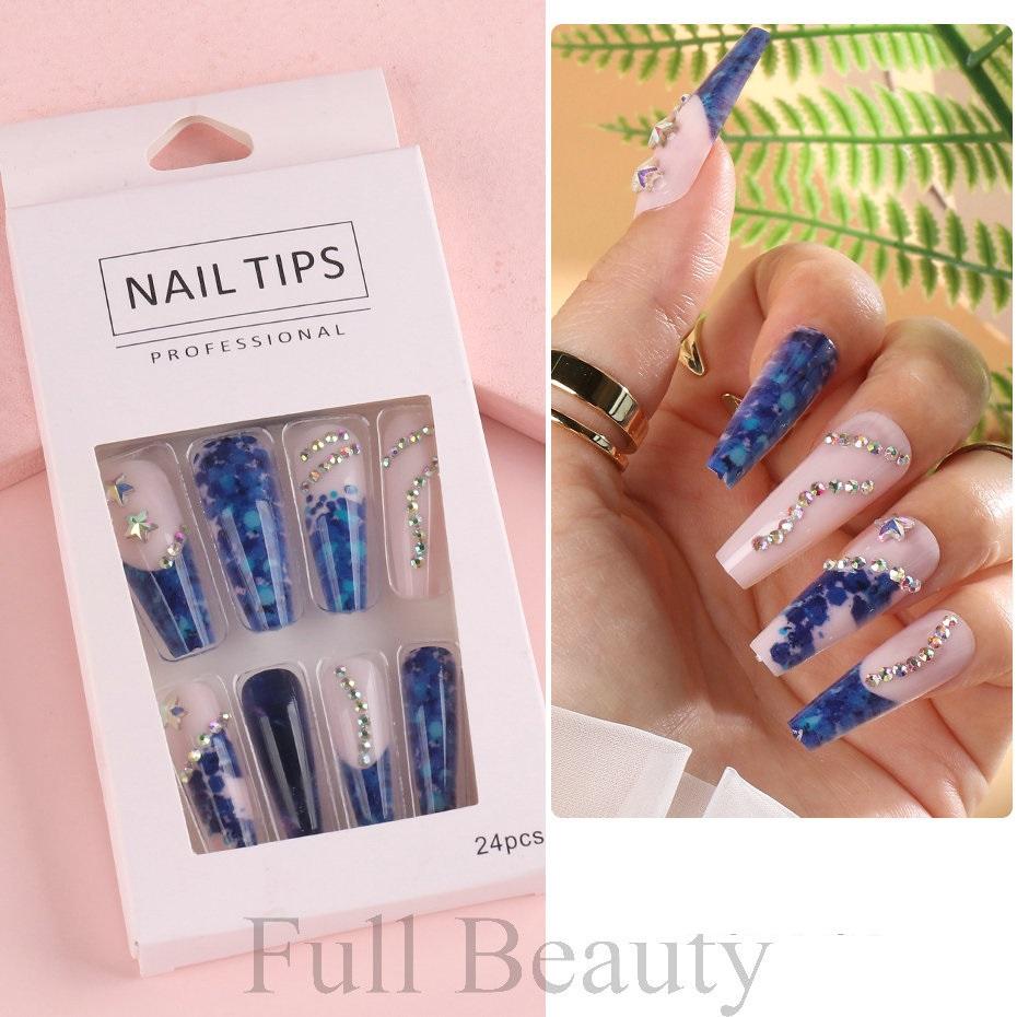24pcs Detachable Ballerina False Nails Wearable Fake Nails Full Cover Long Nail Tips Manicure Tool Press On Nails