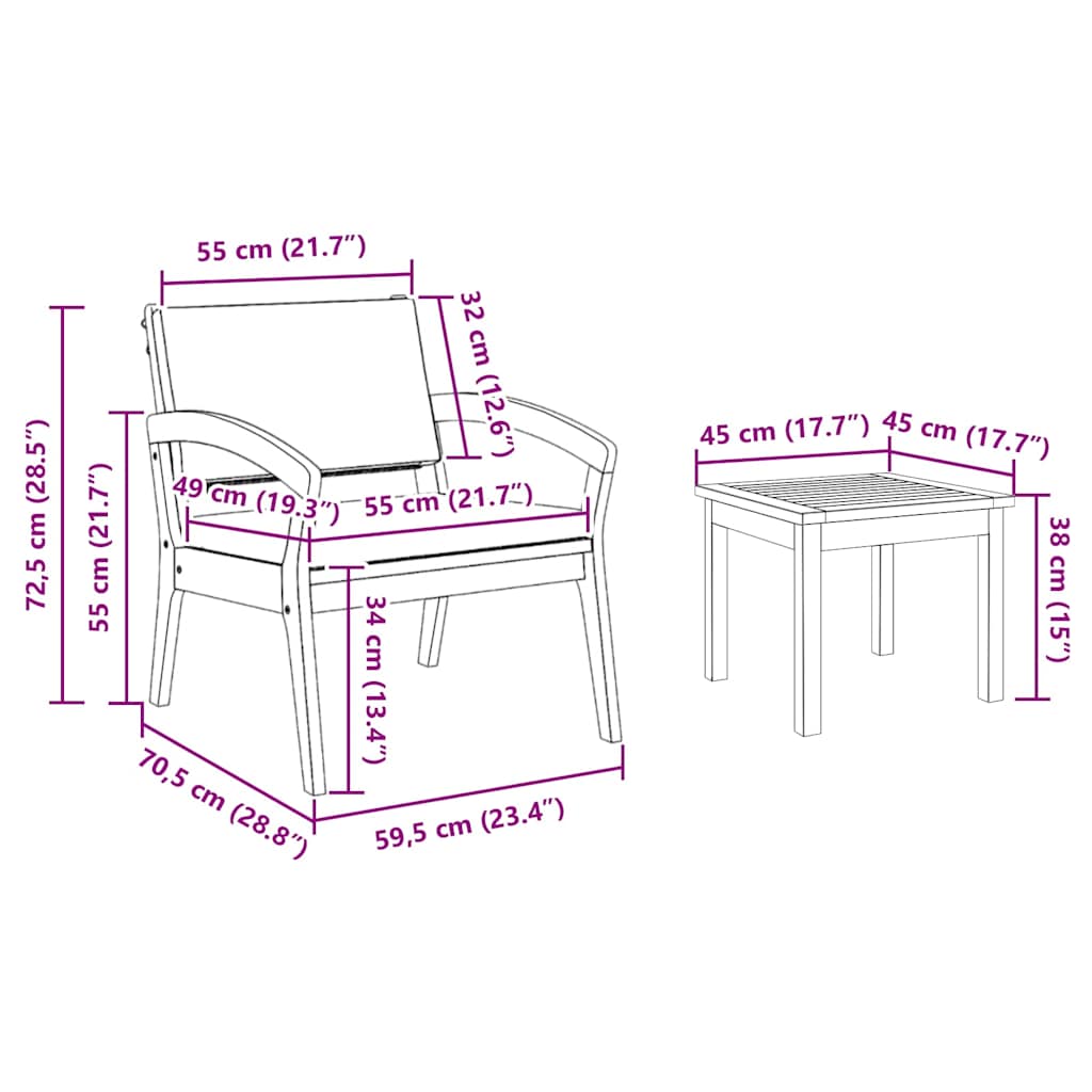 Bistro Set with Cushions 3 Pcs Brown Polyester