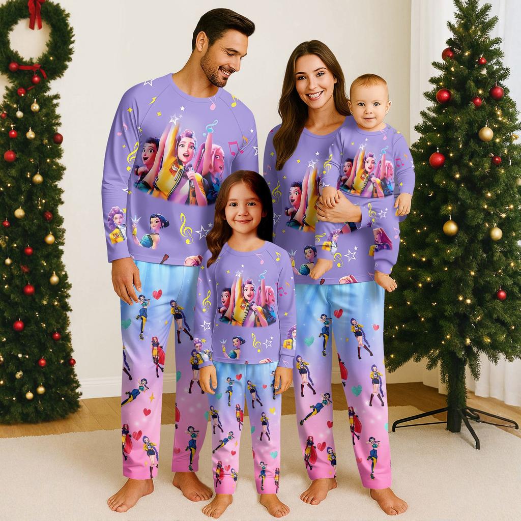 Familie Matchende Sett Pyjamas, Loungewear Antrekk, Familie Matchende Langermet Topp+Bukse Sett