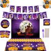 Cute Halloween Party Tableware Set With Plates Cups Napkins And Tablecloth New Halloween Theme Supplies