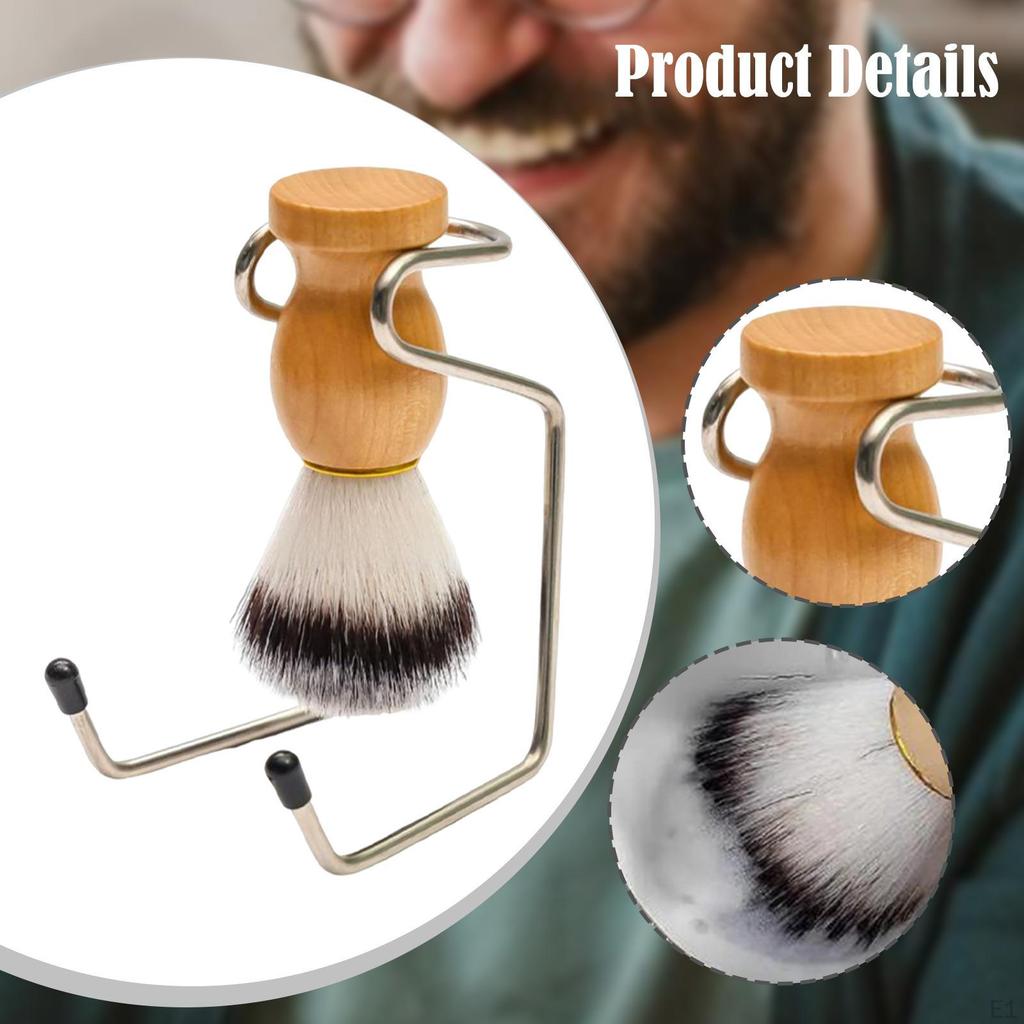 Men Shaving Brush with Stand Sturdy Accessory Ergonomic Design 2 in 1 Kit