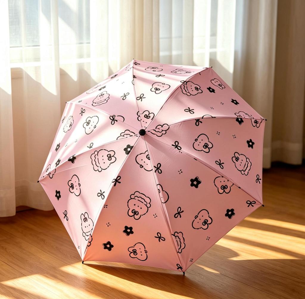 Custom Logo Sunshade Cartoon Folding Umbrella - Dual-Use, Anti-UV, Rain or Shine
