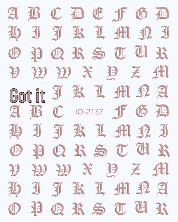 12-Color Gothic Letter 3D Nail Art Stickers: Fluorescent, Hot Stamping, Laser Decals
