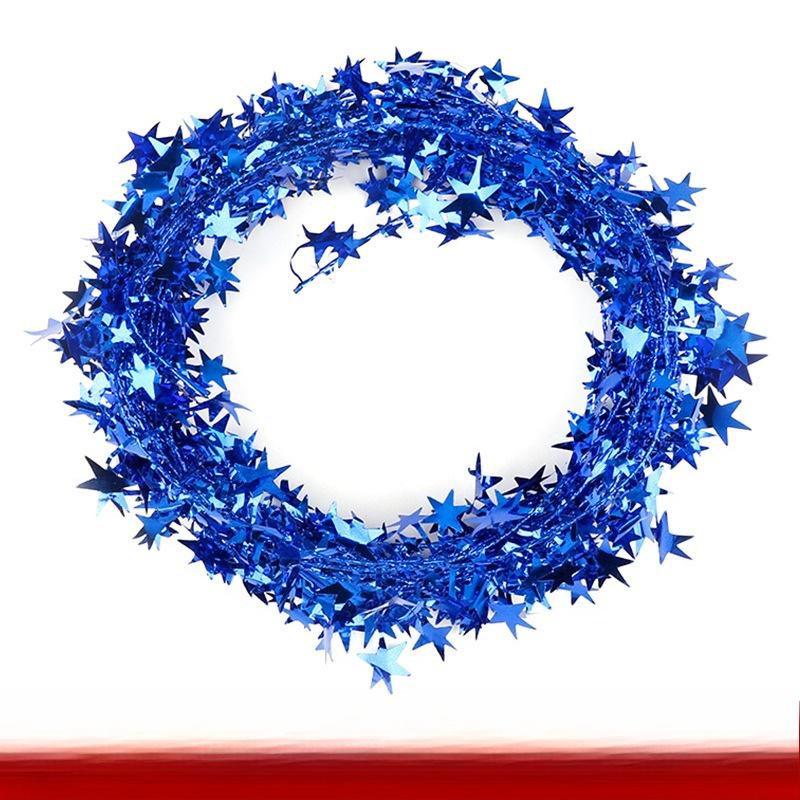 2Pcs Christmas Tree Pendant Wire Glitter Five-pointed Star Garland Home Decoration with Pull Flower Zipper Leaf