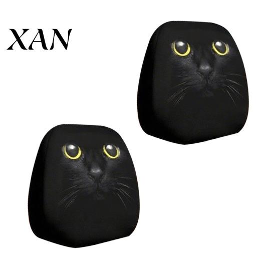 Vehicle Interior Comfort Accessories Halloween Car Headrest Cover, Scary Pattern Print Stretchable Soft Fabric Guard Protector, Breathable Polyester