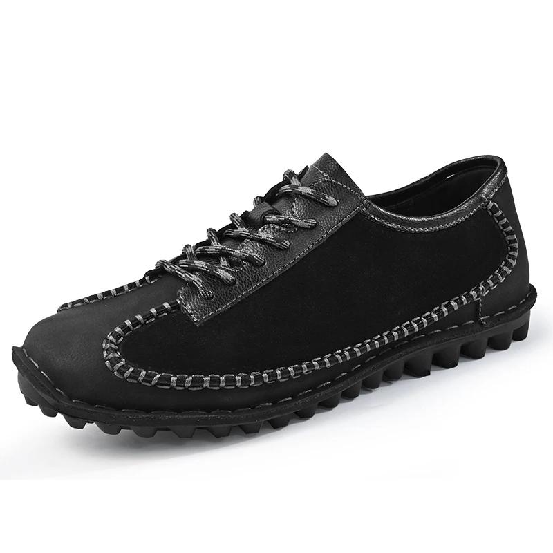 Fashion New Leather Sandblasted Anti Slip Casual Shoes for All Seasons Casual  Male Walking Shoes Outdoor Men Non-Slip Flats Sneakers