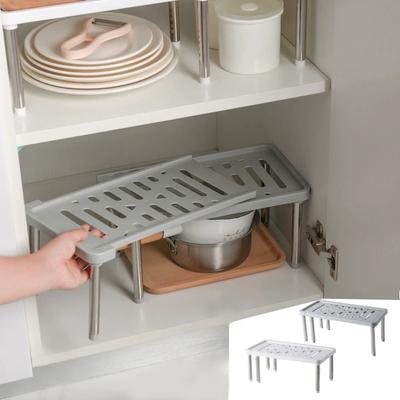 Retractable Shelf Kitchen Drain Rack Spice Bottle Storage Rack Cabinet Organization Double-Tier Countertop Storage
