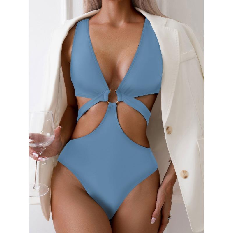 The New Bikini Is Popular In Europe and America. Solid Color Is Thin and Sexy. Bikini One-piece Swimsuit Swimsuit