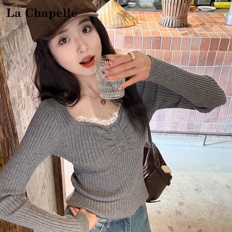 

Женский топ с V-образным вырезом, кружевной вязки, облегающего кроя от Lachapelle One Size