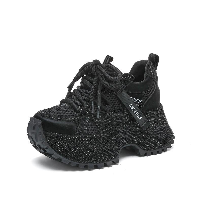 Platform dad shoes women's tide autumn new breathable rhinestones full of diamonds fried street casual sports shoes