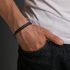 Vnox Custom Mens Mesh Band Bracelets, Engravable Black Stainless Steel Bangle,Simple Personalized Gift for Dad Fathers Day