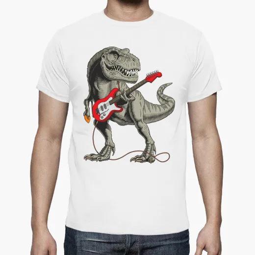 Funny Rock and Roll Dinosaurio TShirt Summer Cotton ONeck Short Sleeve Mens T Shirt New S3XL