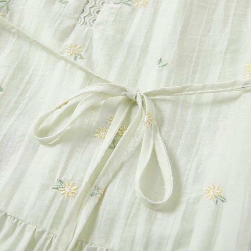 Women's French Floral Embroidered Puff Sleeve A-line Dress