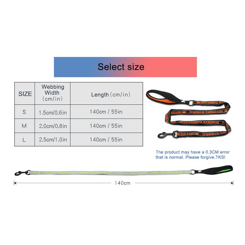Truelove Pet Leash Nylon Explosion-proof Reflective for Cat and Dog Small Medium Large Travel Cross Walking Training TLL3071