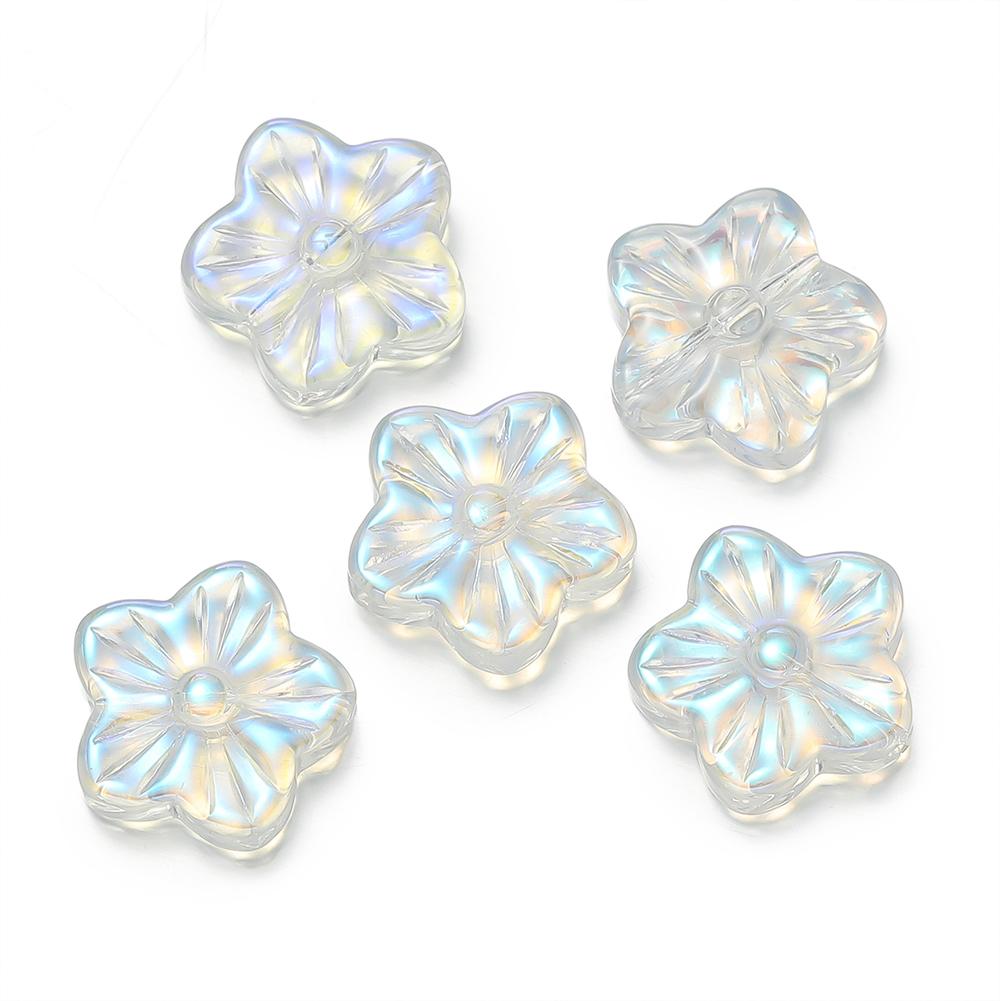 10Pcs/Lot Glass Five-Petaled Flower Beads Colorful Spacer Bead for DIY Bracelet Necklace Earrings Jewelry Making Accessories