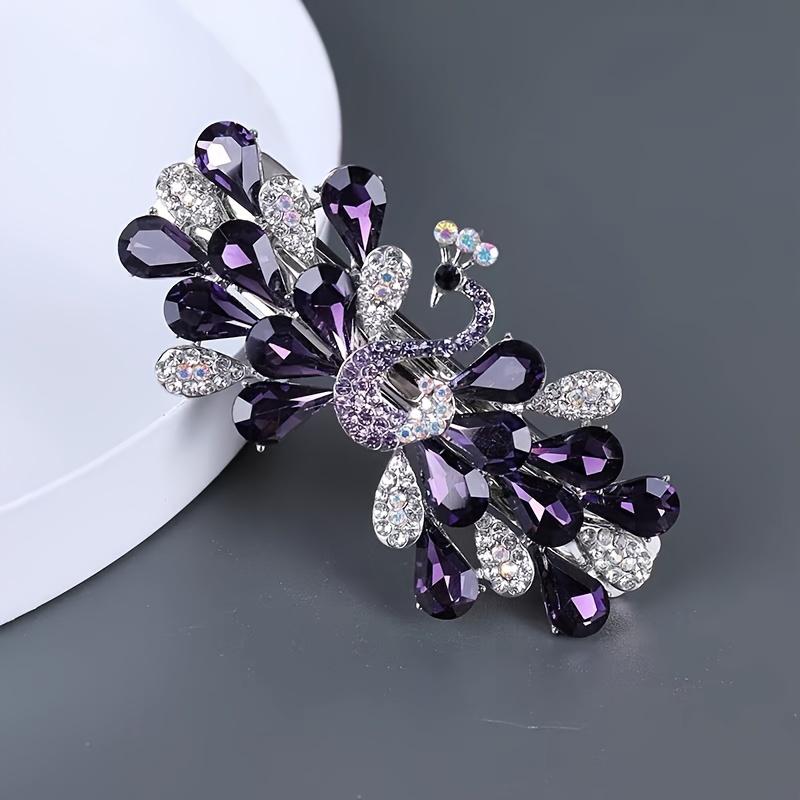 

Fashionable Crystal Rhinestone Peacock Mother Spring Clip Hair Accessory фиолетовый