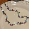 Candy Color Crystal Zircon Necklace, Sparkling Y2K Style, Rainbow Collarbone Chain, Jewelry Gift, Suitable for Eid Al-Fitr.