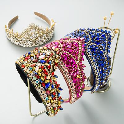 Women's Hairband Retro Exaggerated Crown Shape Headband Heavy Craft Baroque Wide Edge Hair Hoop