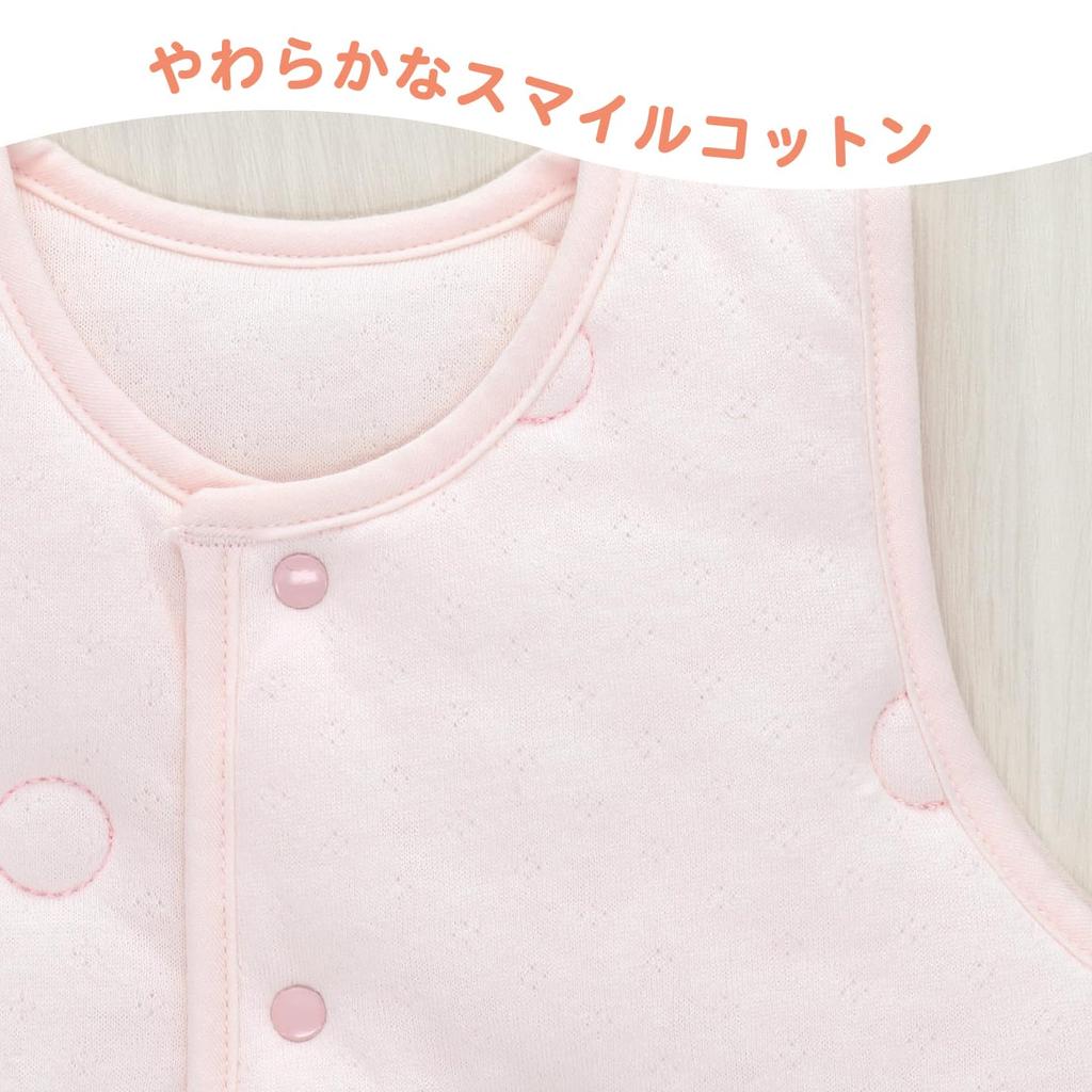 Baby Castle Sizes Smile Sugar Made in Japan Vest, 70-80, Cotton, Baby, Pink,
