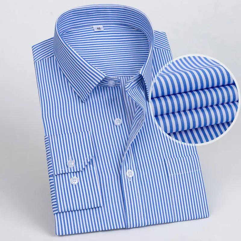 Men's Formal Shirt Long Sleeve  Solid Color Striped Pocket Fashion Business Office Professional Wear Social White Shirt