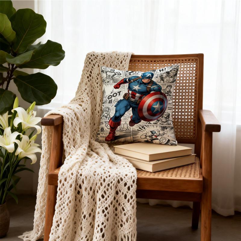 Throw Pillow Cushion Accent Pillow Includes Pillow Core 18.18 Inch Marvel Comic Hero Print Soft Decor For Multi‑Scene Use