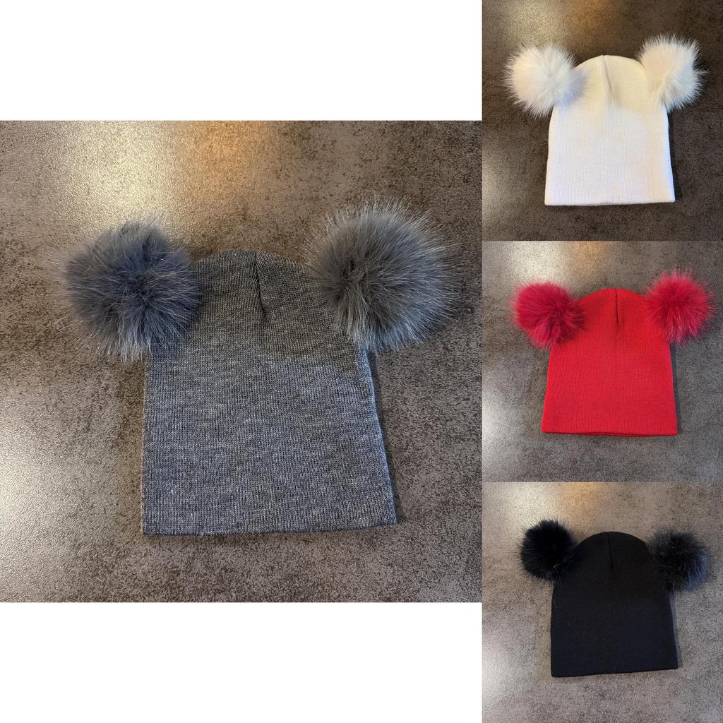 Solid Color Double Ball Knit Cap For Women Soft Beanie With No Brim For Street Fashion And Commuting