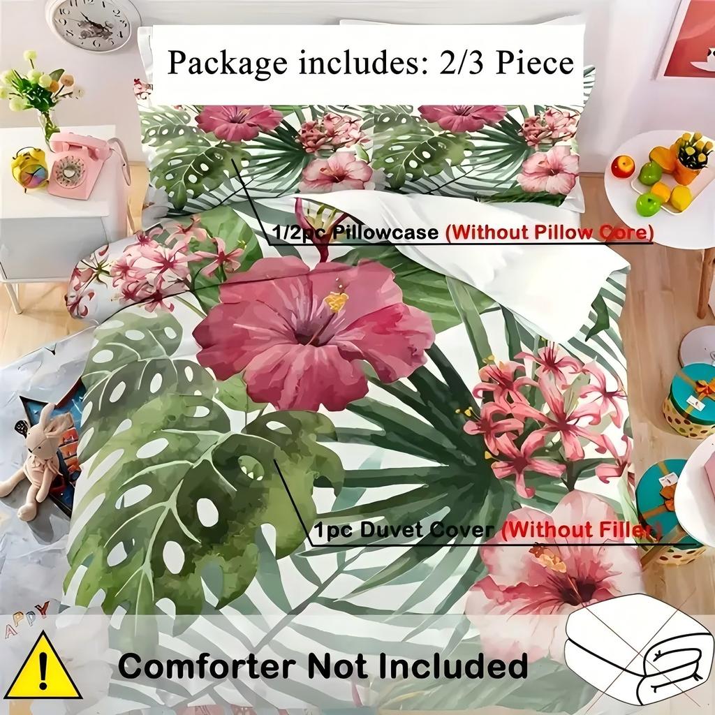 Watercolor Flowers Tropical Leaves 3D Printed Quilt Cover Home Textiles Bedding Cover Soft Comfortable Duvet Cover Pillowcases