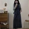 Plus Size Autumn Retro Vest and Slimming Skirt Three-Piece Set for Women