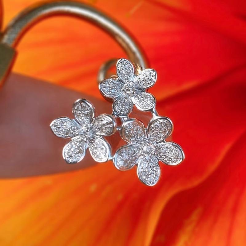 Flower Flower Ear Buckle Female, Fashionable Elegant And Sweet Jewelry, Exquisite Zircon Inlaid Earrings