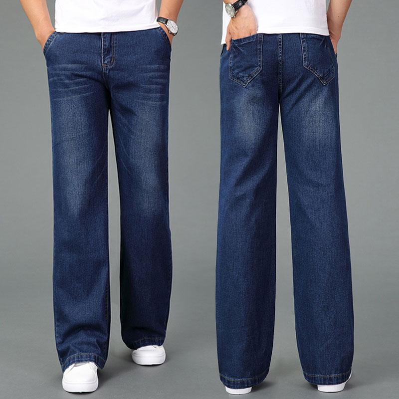 Jeans Men Men's Plus Velvet Flared Jeans Boot Cut Leg Flared Loose Fit Mid-Waist Male Designer Classic Denim Jeans