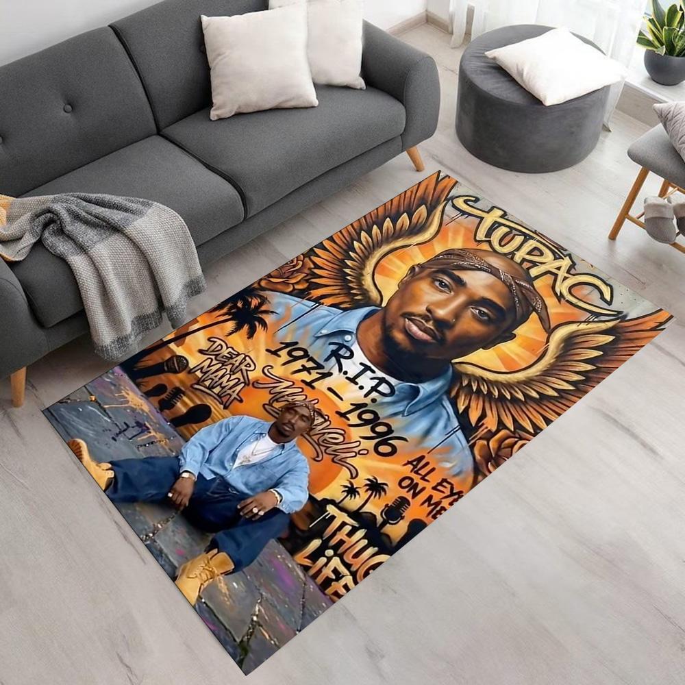 2pac Fußmatte Geeignet für Spielzimmer Eingangsbereich Esszimmer Balkon Rutschfester Teppich Anime Bürodekoration Perfektes Geschenk für Freunde & Familie