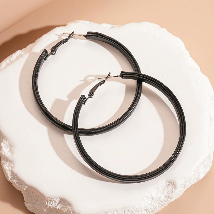 5cm Big Hoop Earrings for Women Fashion Punk Black White Round Circle Dangle Earrings Personality Geometry Party Jewelry Gifts