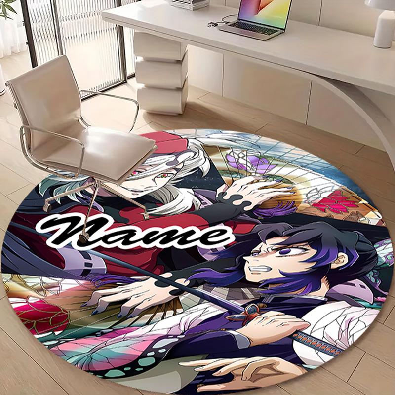 Personalized Demon Slayer Round Chair Office Rug - Perfect for Mat, Office Chair & More - Ideal Gift for Birthdays and Holidays
