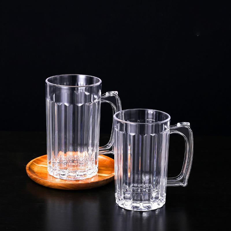 500ML Transparent Beer Mug Plastic Unbreakable Breakfast Milk Coffee Juice Water Cup Barware Drinkware for Home Party Bar KTV