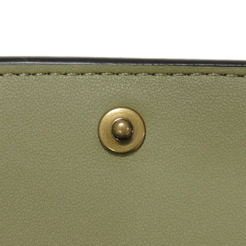 Used 9726 Mini Trifold Wallet CM437 7942 Current C Logo Khaki Green Polished Pebble Unused C Mark Moss Unisex from