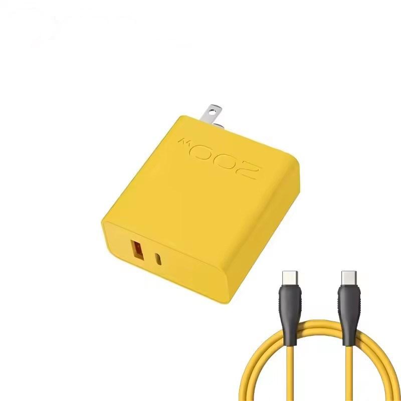 

200 Вт сверхбыстрая зарядка Type-C GaN PD 2-в-1 Type C быстрая зарядка GaN QC 3.0 супер зарядное устройство для телефона для iPhone Huawei Samsung US Plug жёлтый