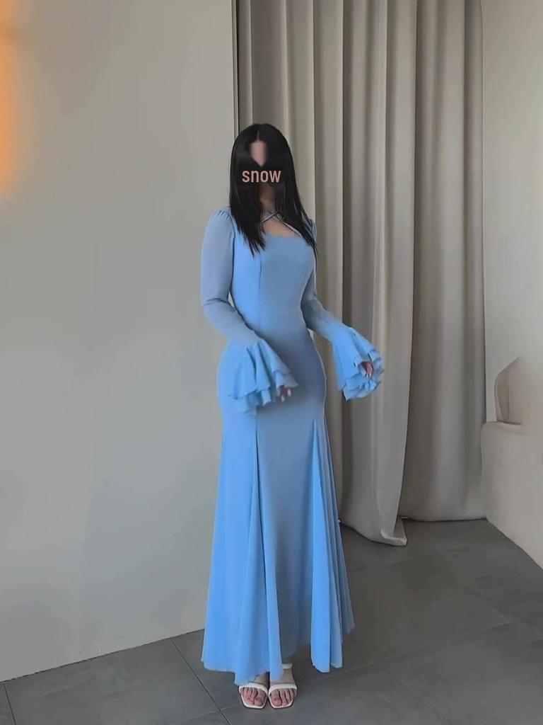 Elegant 2024 Autumn Ruffle Slim Fit Dress