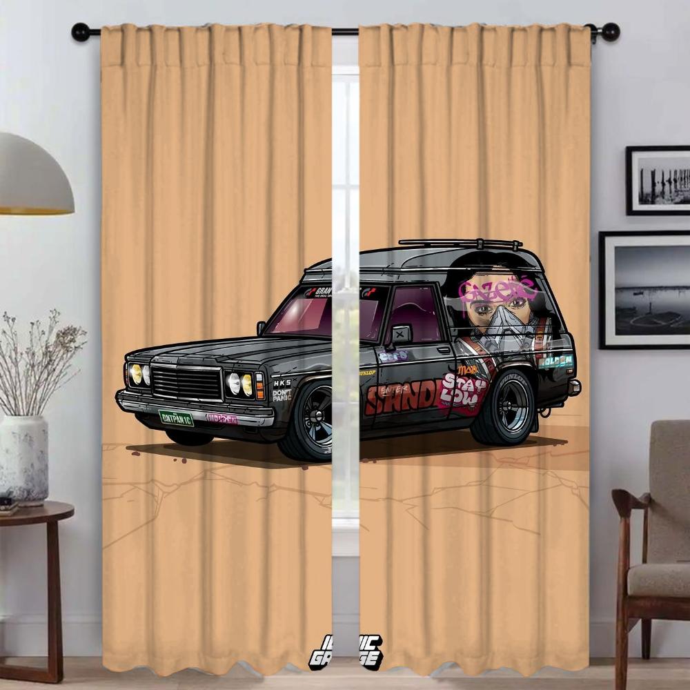 

Ретро автомобиль кухонные шторы для гостиной шторы перегородка тюль для спальни домашний интерьер шторы 2 шт затемнение W50xH70cmx2pcs-CL