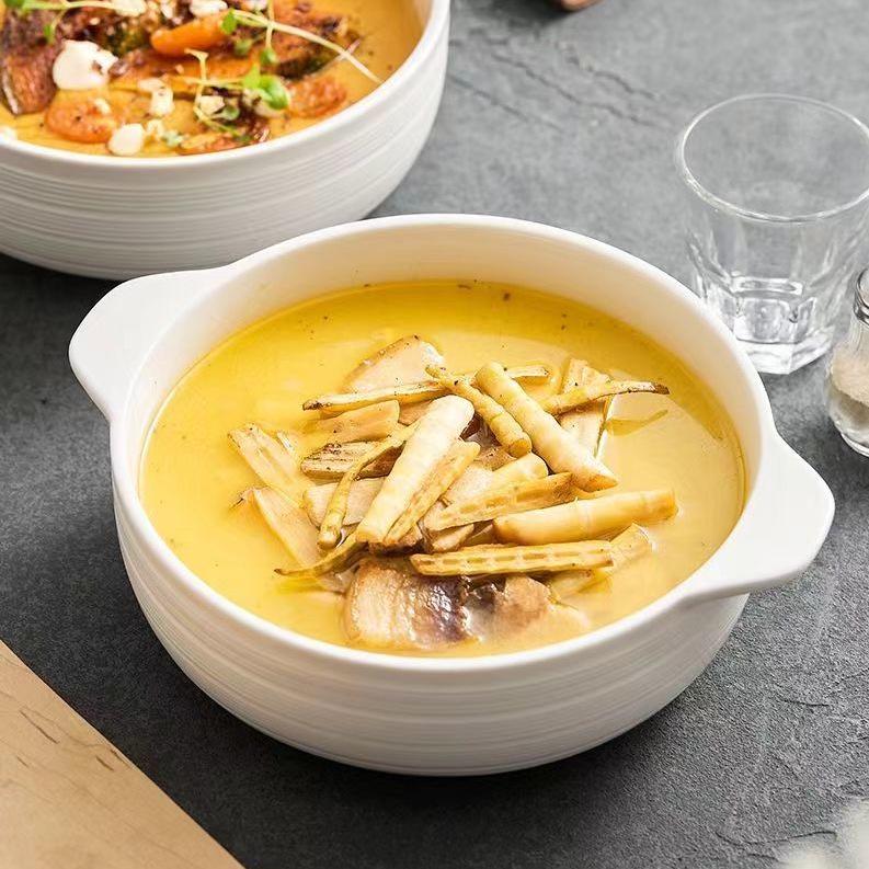 2026 Double-Handle Anti-Scalding Japanese Large Ceramic Soup Bowl for Instant Noodles