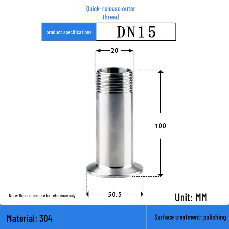 Langsaizebo Stainless Steel Quick-Release Male Threaded Ferrule Connector dn15