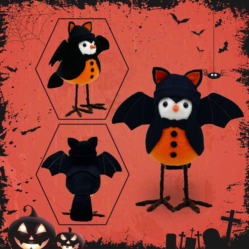 Halloween Animal Decoration Bat Bird  Outdoor Bird Figurines Animal Standing Bird Photography Props   Decoration