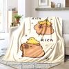 1PC Cute cartoon capybara pattern blanket, all season lightweight home office outdoor nap multifunctional blanket