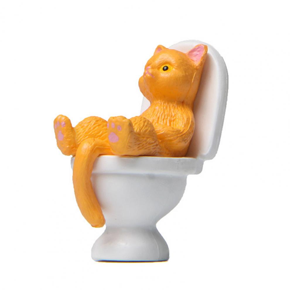 Cat Figurine Funny PVC Inspired Hand-crafted Toilet Series Cat Sculpture   Cat Statue  Party Supplies