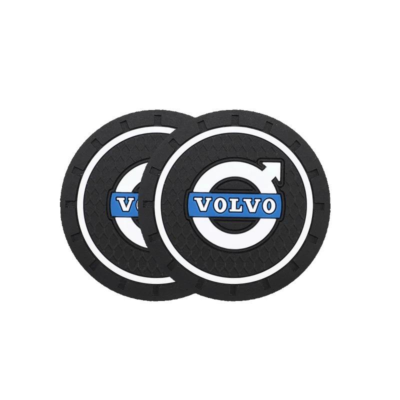 AABAJ1 2PCS Car Logo Water Cup Pad Drink Coaster Holder Anti-slip Mat For Volvo RDESIGN XC60 XC90 S60 S80 S60L V40 V60 AWD V90